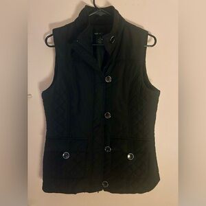 Style & Co Womens Vest Black Quilted Pockets Full Zip Button Size Small